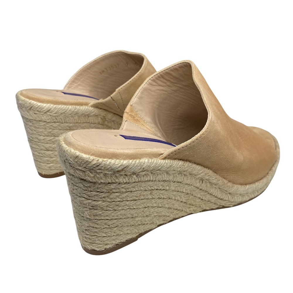 new Stuart Weitzman ❃ Platform Suede Espadrille Wedge Sandal ❃ Adobe Champagne - Picture 6 of 16
